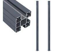 3x Fence Posts Aluminum Fencing Post with Cap Steel Dark Grey/Silver vidaXL