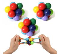 3x Fidget Atom Toys, Colourful Atomic Stress Ball Fidget Toy 5.5cm, Stretchable Sensory Anxiety Relief Toy for Autism, Focus & Hand Exercise, Ideal Party Bag Filler & Classroom Gift