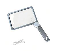 3X Folding Magnification Glass with 72 LED Light USB Rechargeable Portable Handheld Lighted Magnifier for Reading Repair Large Glass Reading Enlarger