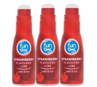 3X Fun Time Strawberry Flavoured Lube 75ml Edible Water Based Personal Lubricant Non Sticky Gel Toy and Condom Friendly Sweet Natural Flavour Smooth and Safe Intimate Gel