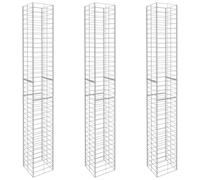 3x Gabion Baskets Galvanised Steel 25x25x197cm Wall Cage Set vidaXL