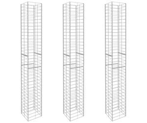 3x Gabion Baskets Galvanised Steel 25x25x197cm Wall Cage Set vidaXL