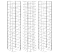 vidaXL Gabion Raised Beds - 3 Piece Set, 30x30x200 cm, Iron, Silver, Weather-Proof, Rust-Proof, Easy to Assemble, Landscaping