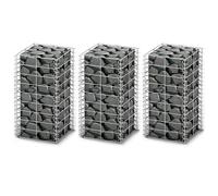 vidaXL Gabion Set 3 pcs Galvanised Wire 25 x 25 x 50 cm