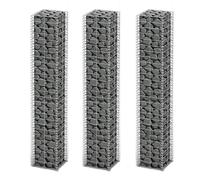vidaXL Gabion Set 3 pcs Galvanised Wire 25 x 25 x 150 cm