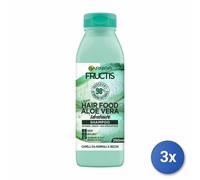 3x Garnier Shampoo for Hair Fructis Hair Food Aloe Vera Moisturizing, 350 Ml