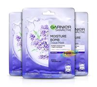 3x Garnier Skin Active Moisture Bomb Hydrating Anti Fatigue Lavender Tissue Mask