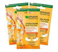 3x Garnier SkinActive Anti-Fatigue Eye Contour Mask with Orange Juice and Hyaluronic Acid for Dull and Tired Eyes Ice Effect - 3 Packs of 1 Application