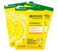 3x Garnier SkinActive Disposable Face Mask in Moisturizing and Illuminating Sheet with Vitamin C and Hyaluronic Acid - 3 Disposable Masks