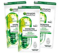 3x Garnier SkinActive Niacinamide Fabric Mask Detox Ampoule Purifying for Combination and Oily Skin Antioxidant Action - 3 Disposable Face Masks