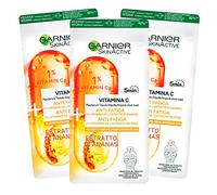 3x Garnier SkinActive Vitamin C Fabric Mask Concentrated Ampoule Anti Fatigue and Antioxidant Effect with Pineapple Extract - 3 Disposable Masks