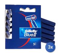 3x Gillette Disposable Blue Ii 5 Pieces Box