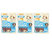 3X Good Boy Pawsley & Co Chewy Twists with Duck 90g
