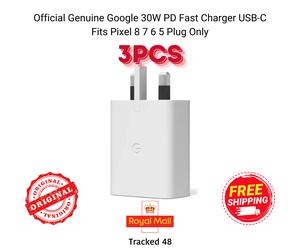 3x Google 30W USB-C Fast Chargers - White - UK Plug - Genuine - Pixel 5 to 8 Pro