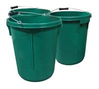 3x Green Plasterer Bucket Heavy Duty Plasterers Bucket for Mixing Building Plaster and Holding Water or Animal Feed - 25 Litre