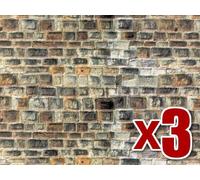 3x Grey Sandstone Wall Cardboard - Vollmer 46045 - OO/HO decor -