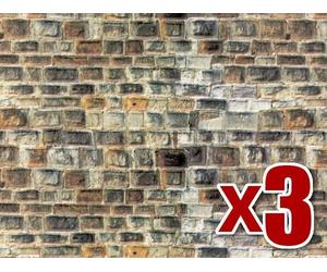 3x Grey Sandstone Wall Cardboard - Vollmer 46045 - OO/HO decor -