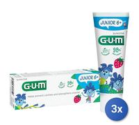 3x Gum Toothpaste 50 Ml. Kids Junior 6+ Years Strawberry Made In Italy