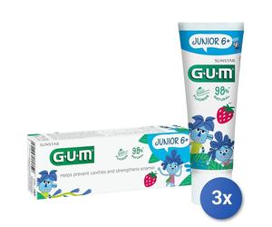 3x Gum Toothpaste 50 Ml. Kids Junior 6+ Years Strawberry Made In Italy