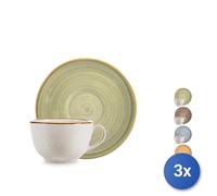3X H&H Sets 4 Coffee Cups Opera In Stoneware With Saucer CC 115