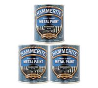 3X Hammerite Hammered Black Paint 750ml Direct to Rust Metal Paints