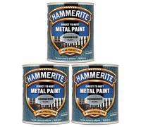 3X Hammerite Hammered Silver Paint 750ml Direct to Rust Metal Paints