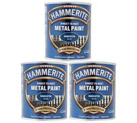 3X Hammerite Smooth Blue Paint 750ml Direct to Rust Metal Paints