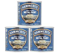 3X Hammerite Smooth Gold Direct to Rust Metal Paint 250ml