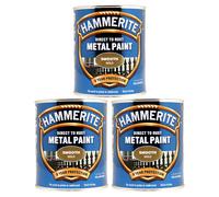 3X Hammerite Smooth Gold Paint 750ml Direct to Rust Metal Paints
