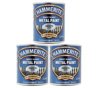 3X Hammerite Smooth Silver Paint 750ml Direct to Rust Metal Paints