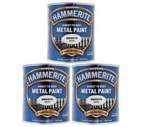 3X Hammerite Smooth White Paint 750ml Direct to Rust Metal Paints