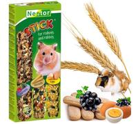 3x Hamster Rabbits Three Sticks Food CURRANTS + EGGS + BISCUITS Flavor Seed Treats 175g Guinea Pig Rat Mouse Gerbil Rodents Small Animal Pet Vegetable Fruit 3 in 1 Foods Degu Snacks