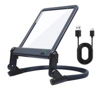 3X Hands Free Magnifying Glass with Light, Flexible Gooseneck Magnifier for Reading, 3 Color LED Large Magnifier for Books Handheld, Neck-Worn & Desktop Use for Seniors