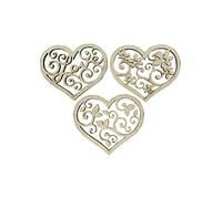 3X Heart Shape Tree Branches 7.5cm Wood Craft Embelishments Laser Cut Shape MDF