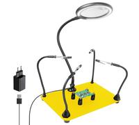 3X Helping Hands Soldering Third Hand with Dimmable LED, Magnifying Glass with Light Stand Soldering Holder Heavy Duty Base for Welding Jewelry DIY Crafts Hobbies