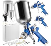 3x HVLP Air Spray Gun Set 0.8 + 1.3 + 1.7mm Gravity Feed Painting Vehicle Nozzle