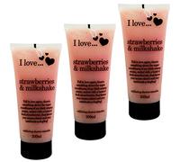 3x I Love Strawberries & Milkshake Exfoliating Shower Smoothie