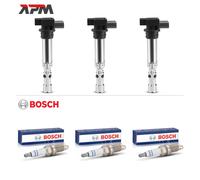 3x Ignition Coil + 3x Bosch 0242236565 Plugs for Seat Ibiza Skoda Fabia VW Polo