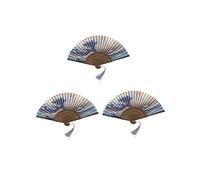 3X Japanese Handheld Folding Fan, with Traditional Japanese Ukiyo-E Art Prints