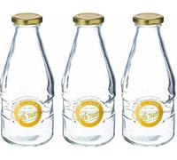 3x Kilner Twist Top Clear Glass Milk Juice Drink Storage Bottle - 1 Pint / 568ml