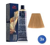 3X Koleston Perfect Hair Dye Tube 9/03 Very Light Blonde Nat