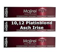 3x L 'Oreal MAJIREL 10,12 Platinum Blonde Asch Irise Cream Colour 50 ml