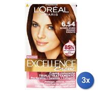 3x L’Oréal Paris Excellence Crème Dark Mahogany Reddish Blonde 6.54