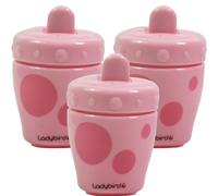 3X Ladybird Flip Top Non Spill First Beaker 120ml Pink