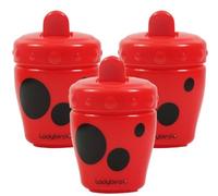 3X Ladybird Flip Top Non Spill First Beaker 120ml Red