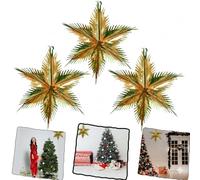 3x Large 60cm Gold Foil Star Decorations, Metallic 3D Hanging Starburst Ornaments for Xmas Tree Ceiling Wall Window Display, Reusable Christmas Party Home Festive Hanging Decor Set