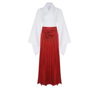 (3X-Large) Anime Shrine Maiden Costume Set Traditional Japanese Cosplay Outfit for Halloween & Stage Shows
