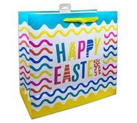 3x Large Square Eggs Or Chicks Luxury Present Gift Bags Easter Gift Bag with Tag (Happy Easter)