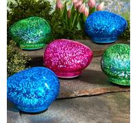 3x LED Fluorescent Stones Glass 17 X 14,5 CM Battery-Powered Decoration Floor