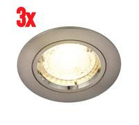 3x LED Recessed Light Brushed Nickel 230V GU10 35W Dimmable 2700K Warm White [EEK: F]